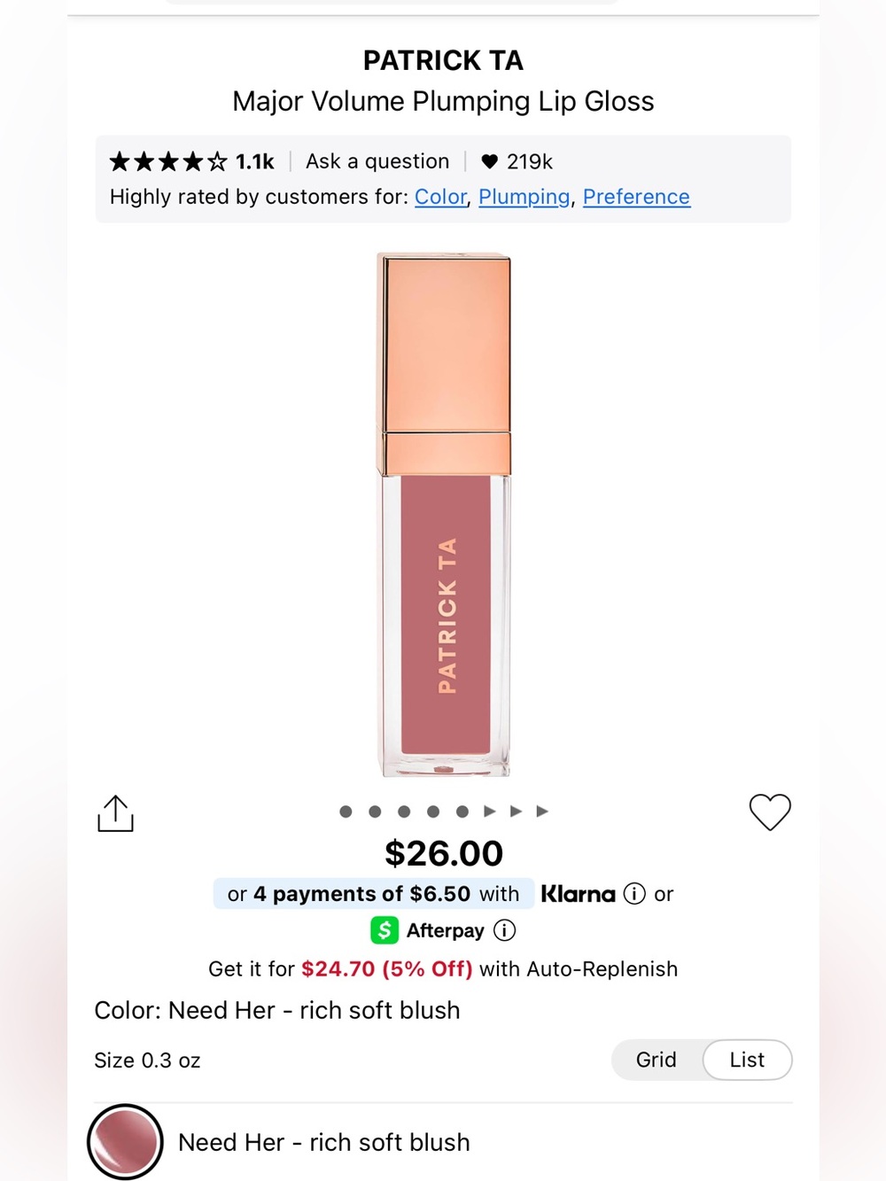 Patrick Ta Major Volume Plumping Lip Gloss — Need Her (Rich Soft Blush)